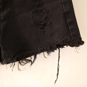 Distressed Mis Rise Denim Shorts